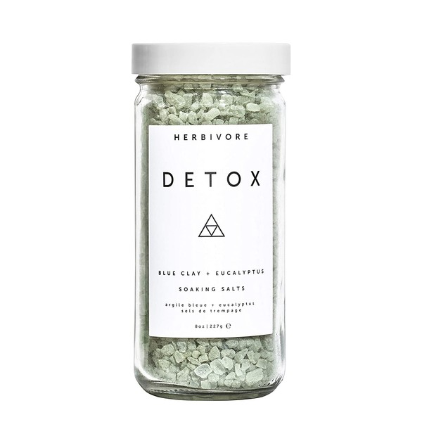 Herbivore Botanicals Detox Soaking Salts – Aromatherapeutic Blend of Pacific Sea Salts, Blue Clay and Eucalyptus Creates a Relaxing Bathing Experience (8 oz)