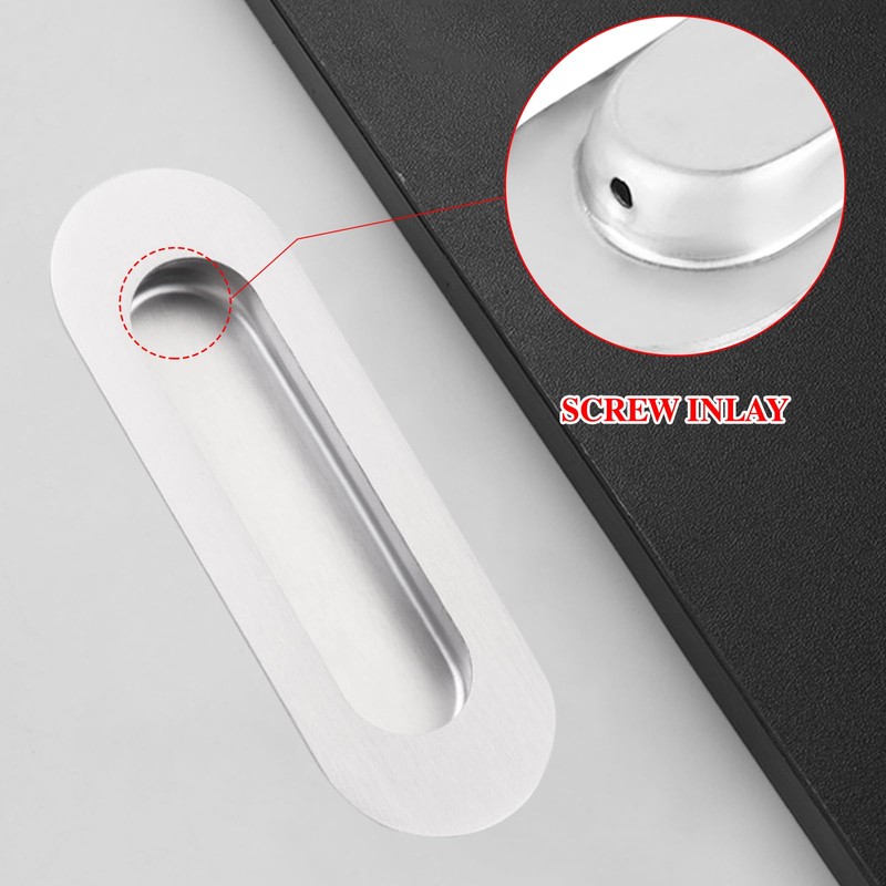 Fihatokus Pocket Door Handle with Edge Pull,6 inch Oval Recessed