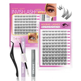 Venus Lash Clusters Kit Short 8-14mm D Curl Natural Cluster Lashes Kit Wispy Eyelash Clusters Kit DIY Eyelash Extension Kit with Lash Bond and Seal & Tweezers Remover for Fake Lashes Extensions