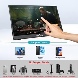InnoView Portable Monitor Touchscreen 15.6" 1080P 10-Point Touch Screen Monitor Portable with Protective Sleeve Built-in Stand, 1200:1 HDMI USB C Travel Monitor for Laptop, PC, Mac, Phone, Switch