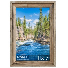 NWDCLF Rustic 11x17 Picture Frame, Reclaimed Barnwood Photo Frame with Real Glass, Distressed Natural Wood Frame for Wall Mount, Farmhouse Country Home Office Cabin Décor