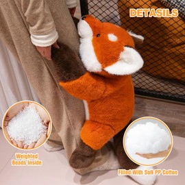 Ditucu Weighted Stuffed Animals 0.6 lbs Weighted Fox Plush Toys Cute Soft Plushies Gifts for Kids 11 inch