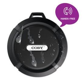 Coby Rugged Gear Shower Speaker Waterproof IPX5 w/Suction Cup, Bluetooth Speaker, Hands-Free Calls, Built-in Mic, 3W, Portable Speaker 7-HR Play, USB to Micro USB Charging Cable (Black)
