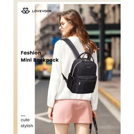 LOVEVOOK Mini Backpack Purse for Women Cute Small Backpack, Light Weight Fashion Daypack for Work Travel Daily Backpack (Black Quilted)