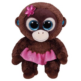 TY Nadya Monkey Beanie Boos Regular, Beanie Baby Soft Plush Toy, Collectible Cuddly Stuffed Teddy