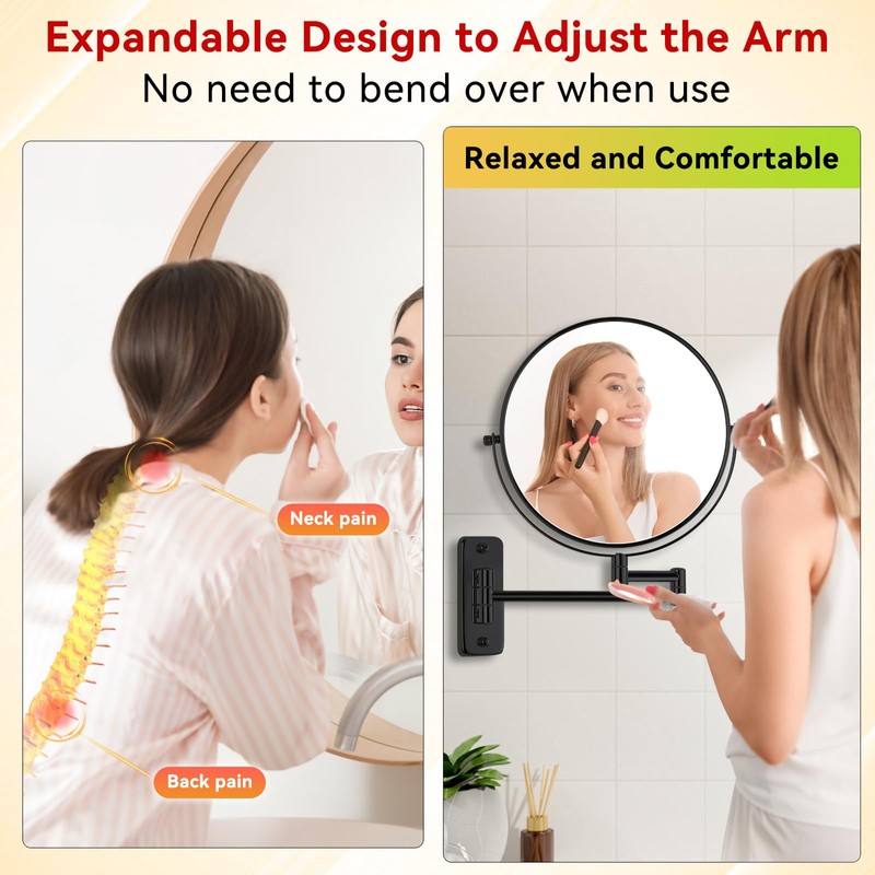 8” Wall Mount Makeup Mirror with 20X Strong Magnification, Double