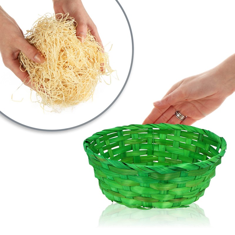 com-four® Easter Decoration & Gift Set - Green Raffia Baskets,