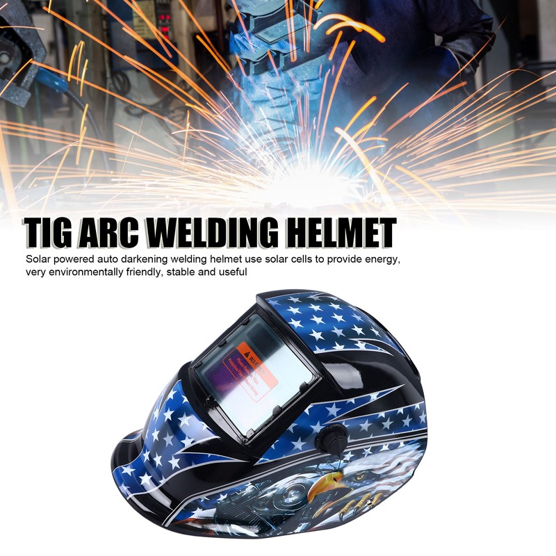 Auto Darkening Welding Helmet Large View Solar Powered Wide Shade
