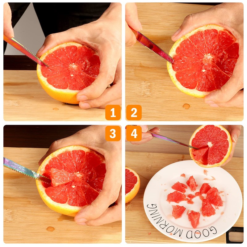 Grapefruit Spoons & Knife Set, Stainless Steel Utensils With Serrated