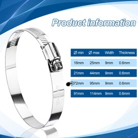 4 Pack Jubilee Clips 72–95mm – Heavy Duty Stainless Steel Hose Clamps with Crosshead Screws, Adjustable 304 SS Worm Drive Hose Clip for Pipe, Fuel, Gas, Water, Air Line Connections