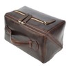 Mens Real Leather Toiletries Wash Shaving Bag Travel Pouch Tripper
