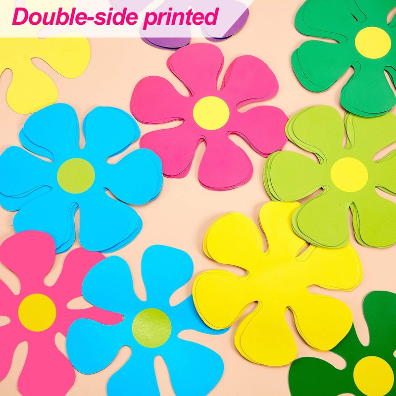 Outus 60 Pieces Flower Shaped Cutouts 60s 70s 80s Mini