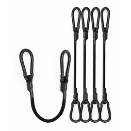 18'' Real Heavy Duty Carabiner Bungee Cords Outdoor with 190 Lbs Max Break Strength, Black Bungee Straps with Upgraded Carabiner Hooks for Luggage Rack, Cargo, Hand Carts, Bike, Camping, etc (4 Pcs)