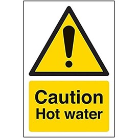 V Safety Warning Temperature- Caution Hot Water - 100 X 150mm