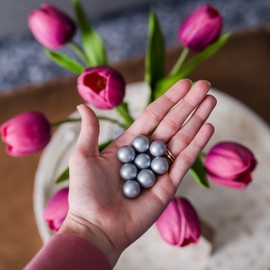 Galashield Silver Marbles for Vases | Glass Marbles Bulk Vase Fillers | Glass Beads for Vases, Round Marble 1lb, (Approx. 80 pcs)