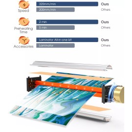 Kejector Laminator 13 Inch Wide with 50pcs Laminating Sheets Hot and Cold for A3 A4 A5 A6