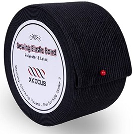 XKDOUS Elastic Band for Sewing, Black 2 Inch 7 Yards Knit Elastic Bands for Sewing Waistband and Pants Waist, High Elasticity
