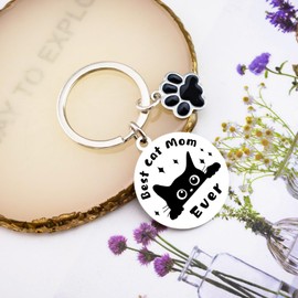 OEHEDOU Cat Mom Gifts For Women Girls Cats Lover Gifts For Women Cute Black Cat Keychain Gift For Cats Lovers For Female Kitty Themed Gift For Female Kitty Mom Birthday Items Mothers Day Funny