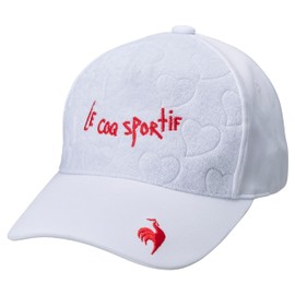 Coq Sportif QGCXJC04 Women's Cap, Heart Embossed Pattern, Handwritten Logo, Cute, Sweat Absorbent, Quick Drying, Antibacterial, Odor Resistant, Golf, WH00 (white)