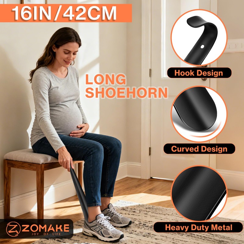 ZOMAKE Shoe Horn Long Handle for Seniors, 16.5 Inch Extra