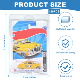 120 Pack Clear Protector Cases Model Car Clamshell Cases Display Case Clear Protective Packs Car Blister Pack Covers Compatible with Hot-Wheels for Storage, 7.5 x 5 x 2 Inch