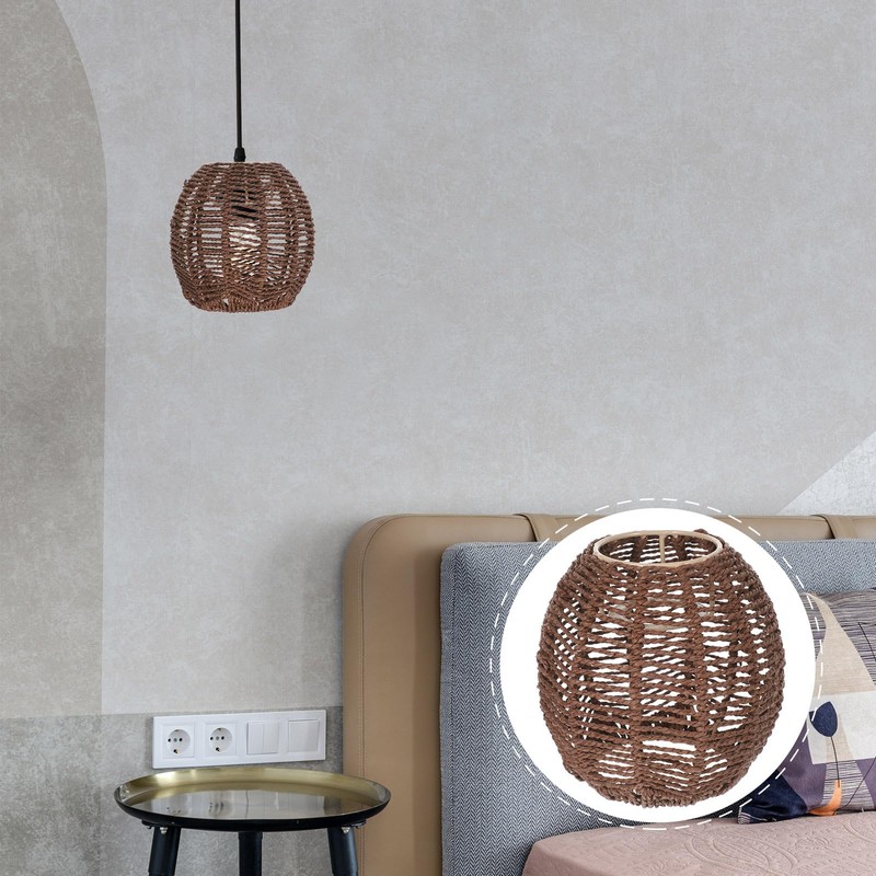 GANAZONO Wicker Rope Boho Basket Woven Rope Design Ceiling Pendant