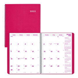 Brownline 2022 DuraFlex Monthly Planner, 14 Months, December 2021 to January 2023, Twin-Wire Binding, 11" x 8.5", Raspberry (CB1262V.RAS-22)