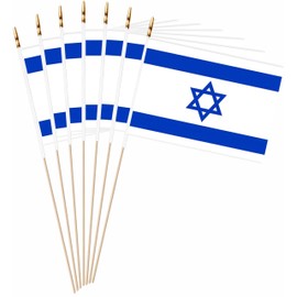 LUSEOAN 20 Pack Israel Mini Stick Flags Israeli Small Miniature Handheld Flag Decorations,5x8 Inch