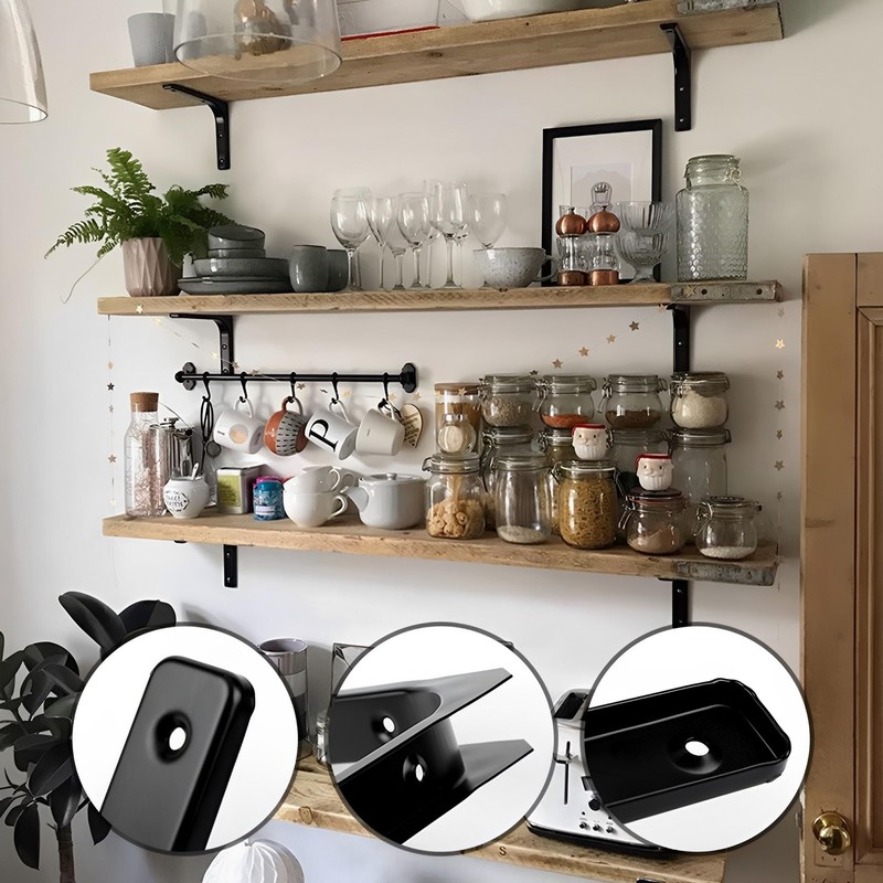 XSQD Pack of 4 Shelf Brackets, 90° Triangular Support Wall