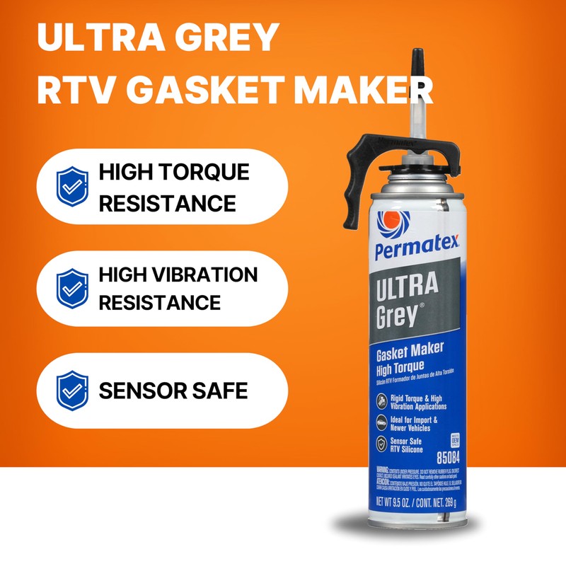 Permatex 85084 Ultra Grey Rigid High-Torque RTV Silicone Gasket Maker,