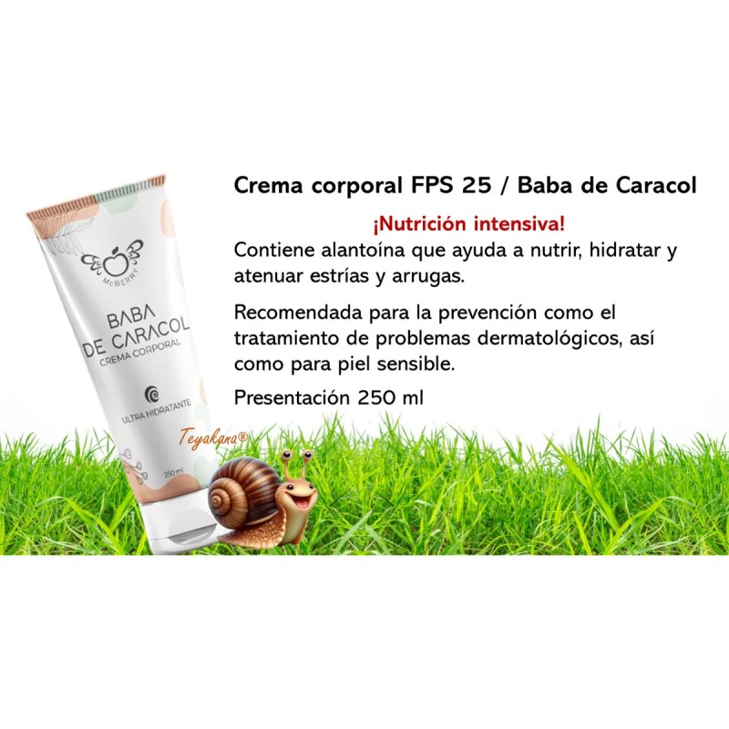 Crema Baba Caracol Corporal Reduce Manchas Regenera 250ml Aroma