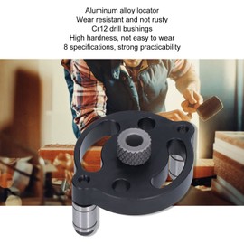 Woodworking Drill Hole Locator, 8 Hole 3/4/5/6/7/8/9/10mm Drill Bushings, Vertical Round Dowel Drill Positioner Aluminium Alloy