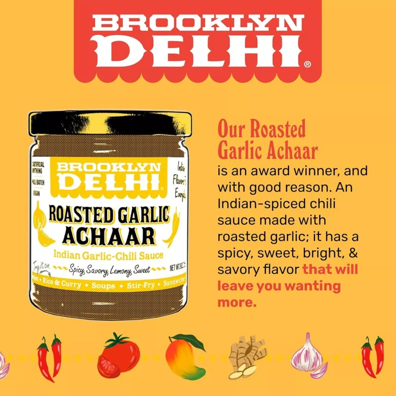Brooklyn Delhi Roasted Garlic Achaar Indian Chili Sauce 9 oz