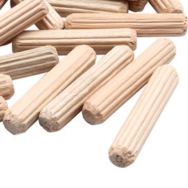 HARSKIYER 120pcs Hardwood Wood Dowel Pins, 1/4" x 1-1/8" Fluted Wood Dowels Rods Crafts Dowel Pegs for Woodworking Furniture Door Arts and Crafts DIY Projects, Straight Grooved