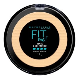 Maybelline Base Maquillaje en Polvo Fit Me Matte,12 gr, matifica, control brillo 16h, minimiza poros
