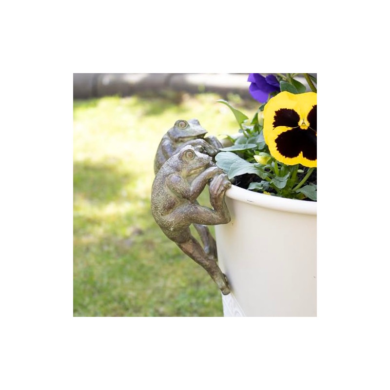 Darthome Set Of 2 Frog Pot Hangers 7x14x6cm Resin Green