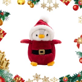 Christmas Penguin Plush Toy, Cute Christmas Stuffed Penguin Pillow Doll, Santa Claus Costume Design Soft Plush Toy Gift for Kids Xmas Collection Home Decoration
