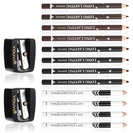 12PCS Barber Pencil Set with Sharpener, Smudge-proof Beard Shaping Guide Pen, Hairline Pencils, Suitable for Men and Women (Black, White, Dark Brown, Light Brown)