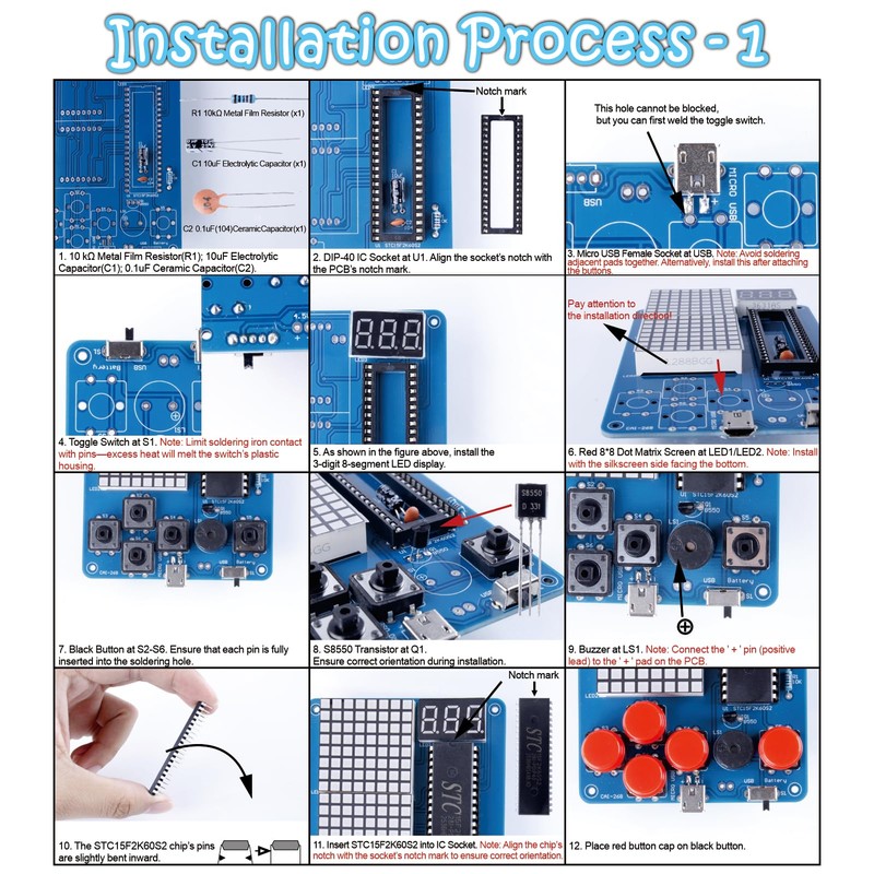 Soldering Practice Kit - DIY Game Device Electronics Project with