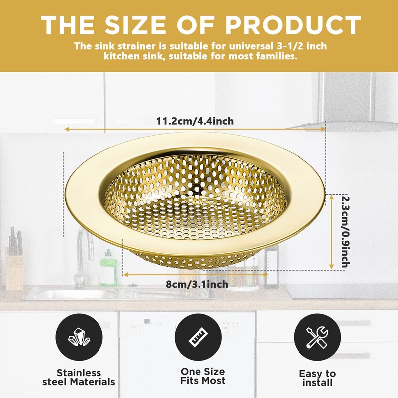 Retisee 2 Pcs Sink Strainer Stainless Steel Kitchen Sink Drain