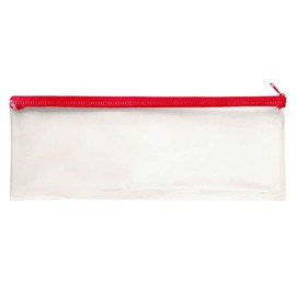 Janrax 13x5 inch Red Zip Clear Exam Pencil Case
