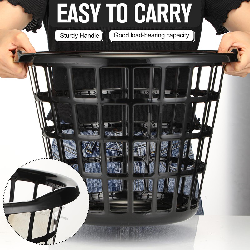 Uiifan Plastic Round Laundry Baskets with Easy Carry Handles, Black,
