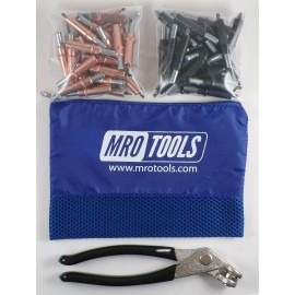 MRO Tools 25 1/8 & 25 5/32 Cleco Fasteners + Cleco Pliers w/ Mesh Carry Bag (K4S50-2)