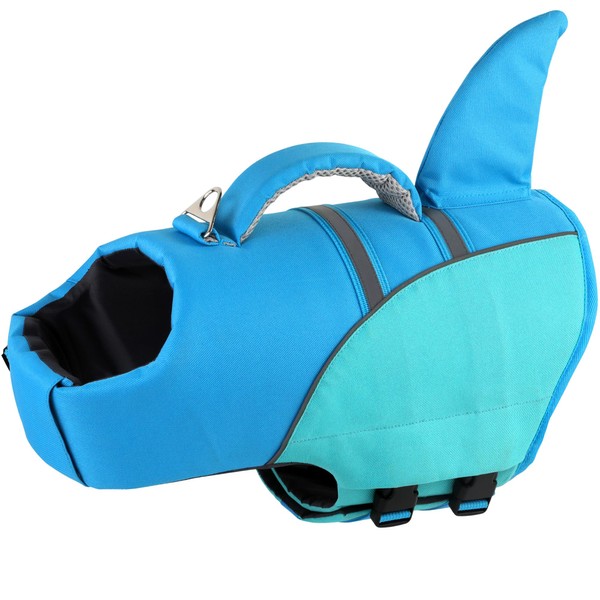 YHOMAK Dog Life Jacket Shark, Reflective Dog Life Vest for