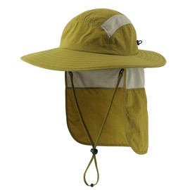 Magracy Men's UPF 50+ Sun Hat with Neck Protection Wide Brim Mesh Safari Hat Fishing Hat, lime green, Unit size