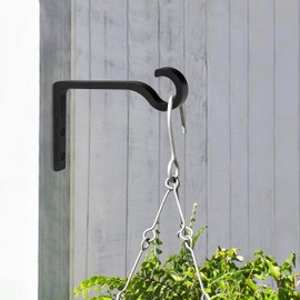 Monarch Abode 20150 Wall Mount Plant Hook Premium Metal Decorative Hanging Bracket for Plants Bird Feeders Planters Home Decor, Heavy Duty, 6 inch, Set of 2, Matte Black