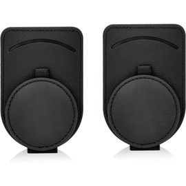 2PCS Soporte para Gafas de Coche,Soporte Universal de Gafas de Sol de Visera de Coche, Clip Soporte Magnético de Anteojos de Sol, PU Cuero Pare Portagafas de Coche para Vasos (Negro x 2)