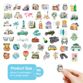 Vintage Travel Stickers, 100Pcs Cute Retro Travel Stickers Aesthetic Scrapbook Stickers Decor Stickers for Luggage Laptop Planners Phone Water Bottle Suitcase Notebooks Album Scrapbook Accessories