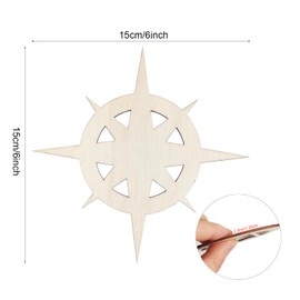 20 Pack 6 Inch Wood Compass Cutouts Unfinished Wood Compass Crafts Wooden Compass Hanging Ornaments DIY Compass Craft Gift Tags for Home Party Decoration