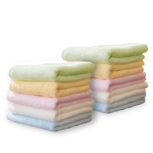 DELIBEST 10pcs Bamboo Washcloth Towel, for Kitchen, Bathroom, Hotel, Spa, Multi-Purpose Fingertip Towels, Face Cloths, 10'' x 10'